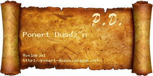 Ponert Dusán névjegykártya